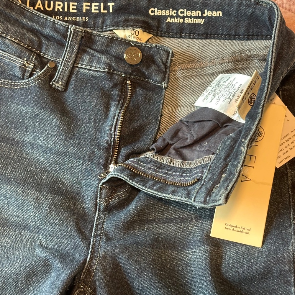 NWT Laurie Felt Classic Clean Jean Ankle Skinny Raw hem - 00 - Picture 6 of 16